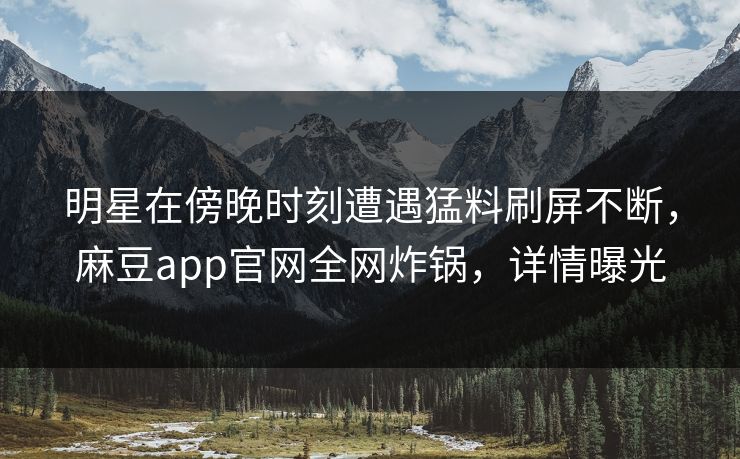 明星在傍晚时刻遭遇猛料刷屏不断，麻豆app官网全网炸锅，详情曝光