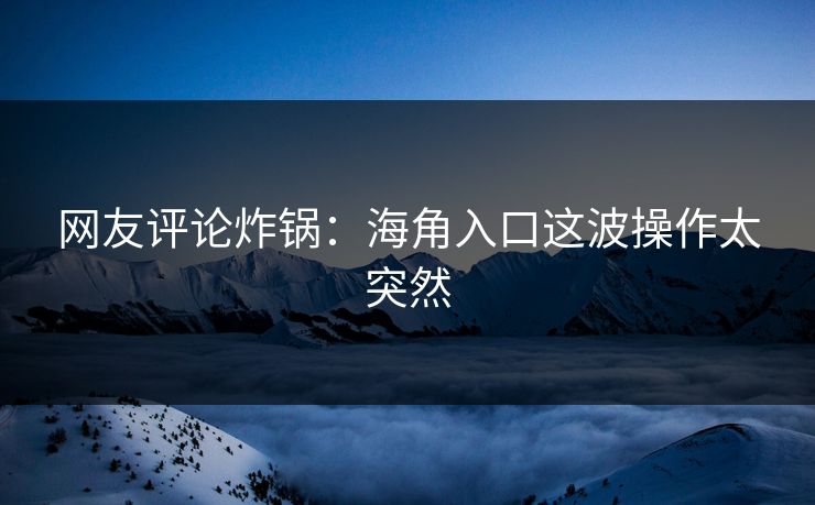 网友评论炸锅：海角入口这波操作太突然