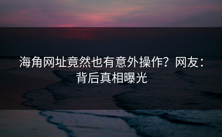 海角网址竟然也有意外操作？网友：背后真相曝光