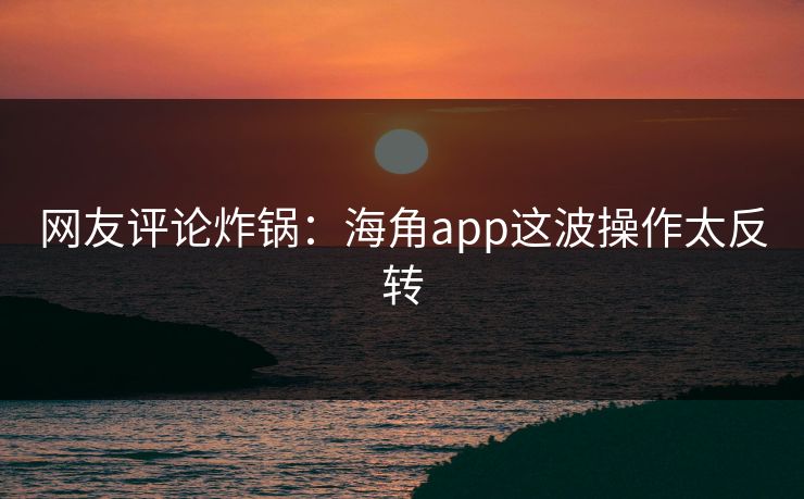 网友评论炸锅：海角app这波操作太反转