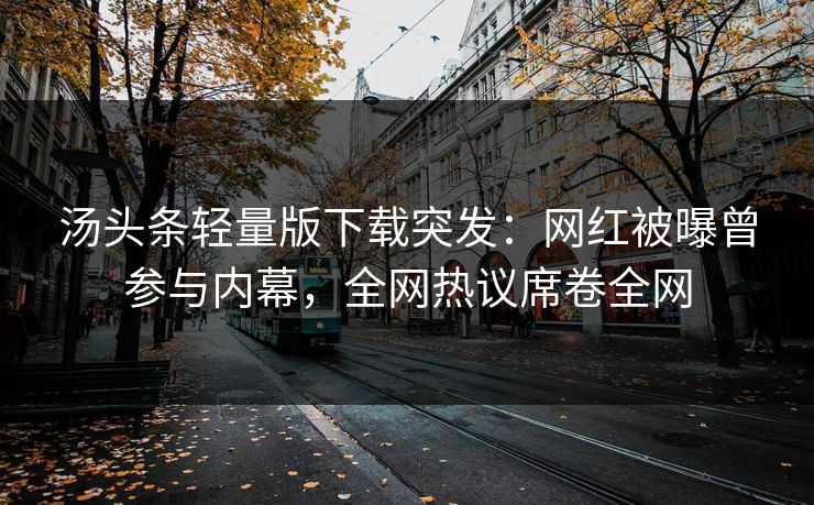 汤头条轻量版下载突发：网红被曝曾参与内幕，全网热议席卷全网