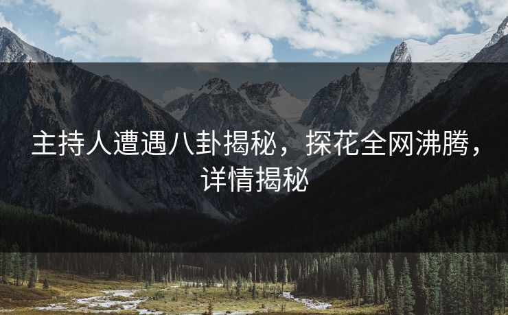 主持人遭遇八卦揭秘，探花全网沸腾，详情揭秘