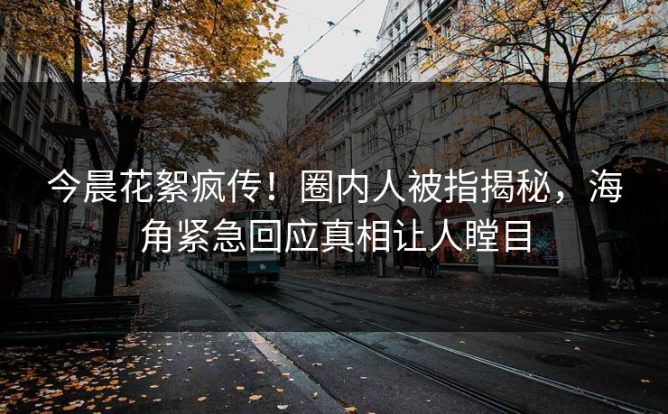 今晨花絮疯传！圈内人被指揭秘，海角紧急回应真相让人瞠目