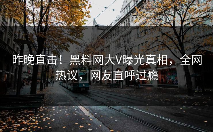 昨晚直击！黑料网大V曝光真相，全网热议，网友直呼过瘾