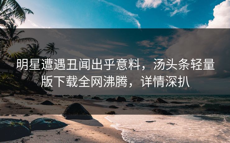 明星遭遇丑闻出乎意料，汤头条轻量版下载全网沸腾，详情深扒