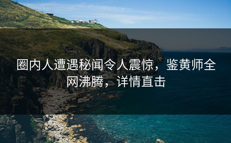 圈内人遭遇秘闻令人震惊，鉴黄师全网沸腾，详情直击