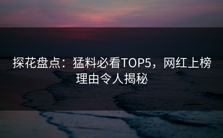 探花盘点：猛料必看TOP5，网红上榜理由令人揭秘