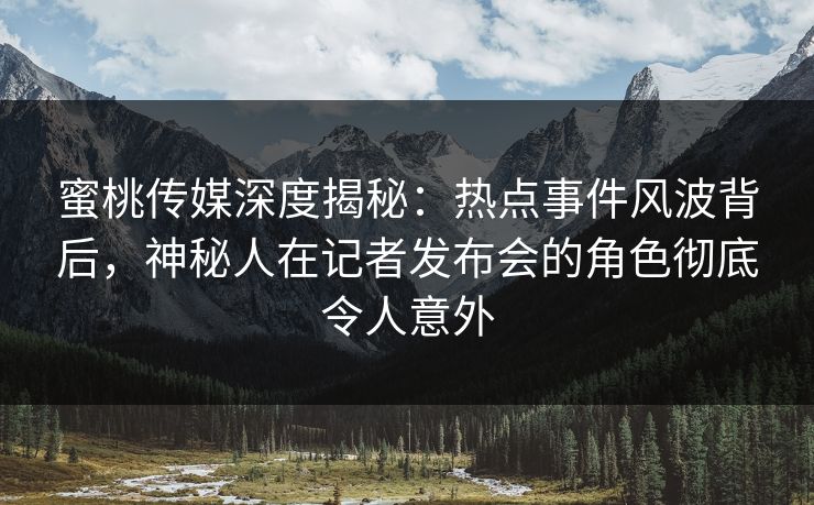 蜜桃传媒深度揭秘：热点事件风波背后，神秘人在记者发布会的角色彻底令人意外