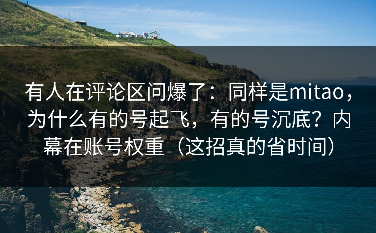有人在评论区问爆了：同样是mitao，为什么有的号起飞，有的号沉底？内幕在账号权重（这招真的省时间）