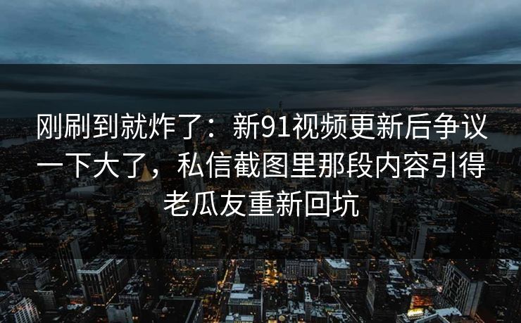 刚刷到就炸了：新91视频更新后争议一下大了，私信截图里那段内容引得老瓜友重新回坑